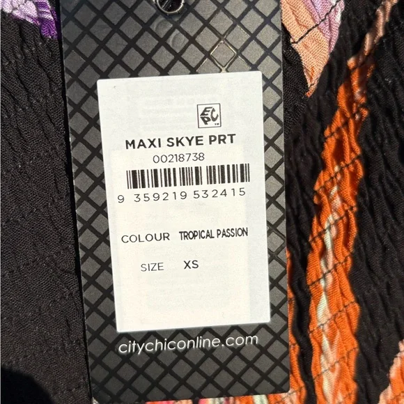 City Chic Skye Off Shoulder Print Maxi Dress - black size 14 - Picture 12 of 14